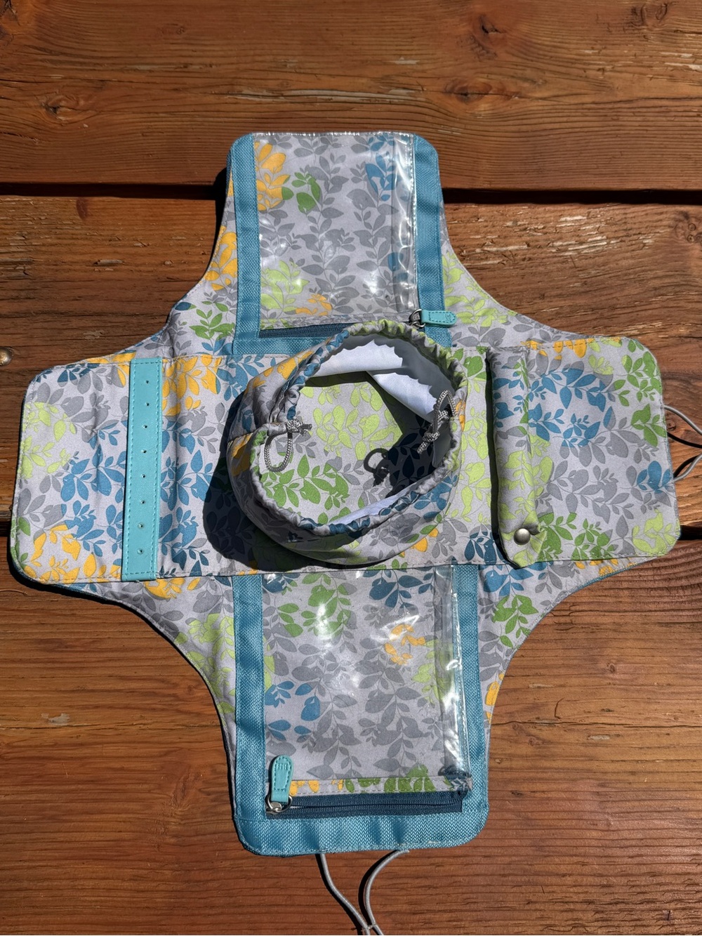 🛍️BOGO50% Jewelry Travel Organizer with Removable Bag, Blue Trim, & Leaf Print